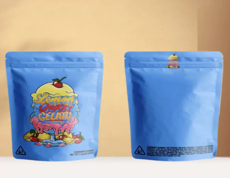 custom printed lemon cherry gelato mylar bags