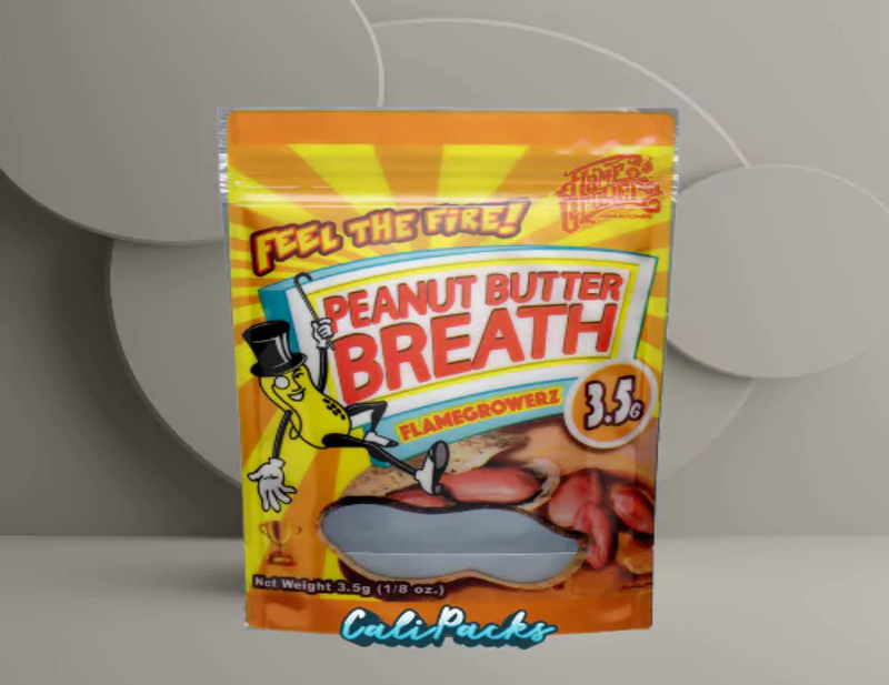 printed peanut butter breath mylar bags